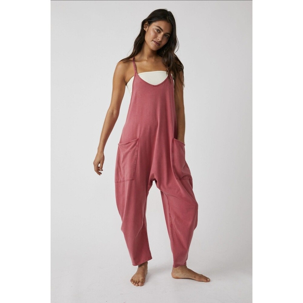 Free People FP Movement Women's Sz L Hot Shot Jumpsuit Lovestruck Pink Romper